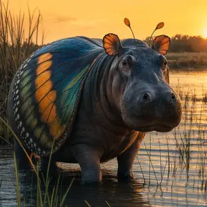 Butterfly + Hippopotamus