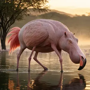 Flamingo + Hippopotamus