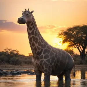 Giraffe + Hippopotamus