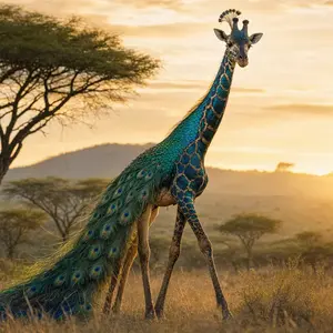 Giraffe + Peacock
