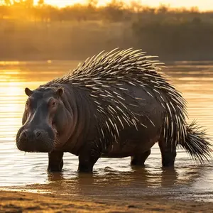 Hippopotamus + Porcupine