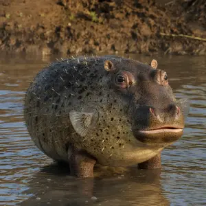 Hippopotamus + Pufferfish