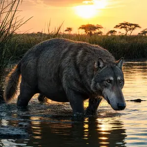 Hippopotamus + Wolf