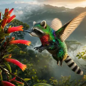 Hummingbird + Raccoon