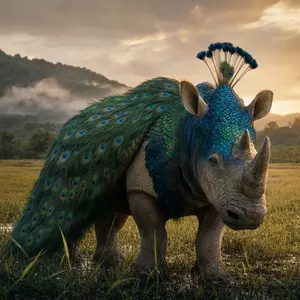 Peacock + Rhinoceros