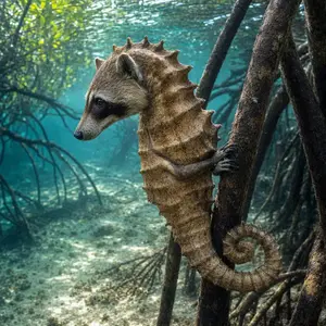 Raccoon + Seahorse