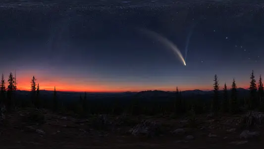Comet NEOWISE Over Earth