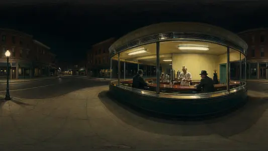 Inside a Hopper Diner at Night