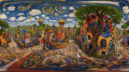 Inside a Hundertwasser Spiral Town