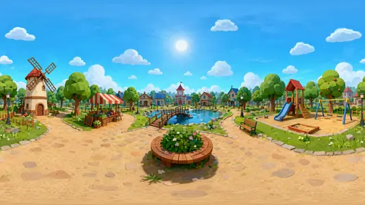 Abstract Geometric Cartoon Landscape